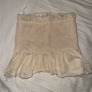Indah Cream Ruffled Crop Top